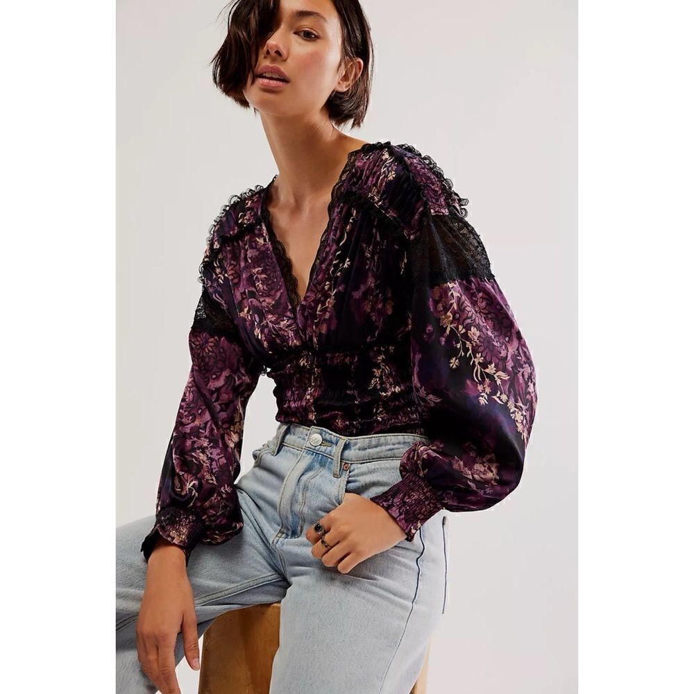 NWT Free People Worth the Wait Bodysuit in Black Combo, Size Small